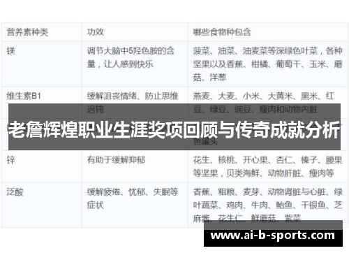 老詹辉煌职业生涯奖项回顾与传奇成就分析